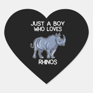 Gewoon een jongen die van Rhinos Lover Gift Rhinoc Hart Sticker