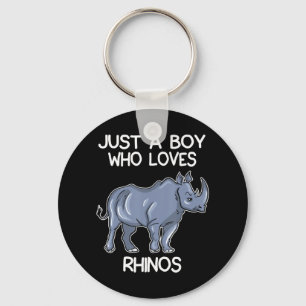 Gewoon een jongen die van Rhinos Lover Gift Rhinoc Sleutelhanger