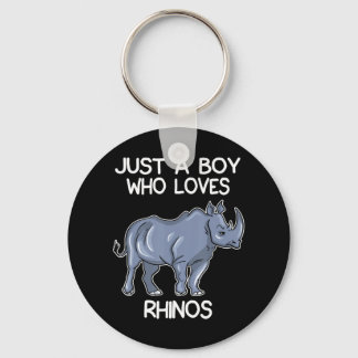 Gewoon een jongen die van Rhinos Lover Gift Rhinoc Sleutelhanger