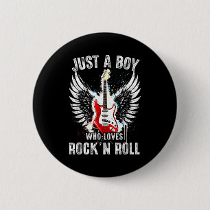 Gewoon Een Jongen Die Van Rock And Roll Rockband G Ronde Button 5,7 Cm