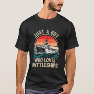 Gewoon Een Jongen Die Van Slagschepen Houdt Vintag T-shirt