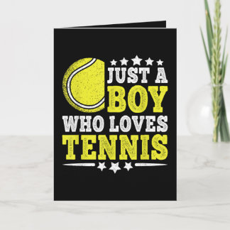 Gewoon een jongen die van tennis houdt, grappige t feestdagen kaart