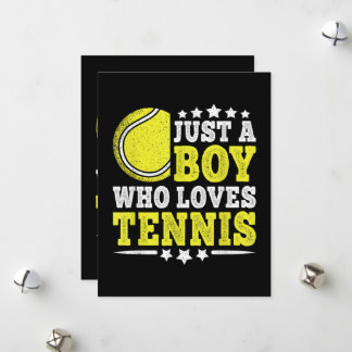 Gewoon een jongen die van tennis houdt, grappige t feestdagenkaart