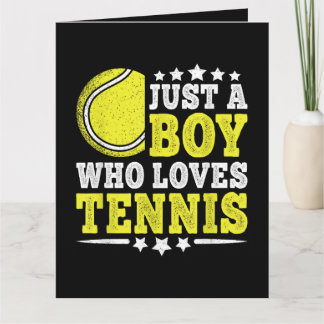 Gewoon een jongen die van tennis houdt, grappige t kaart