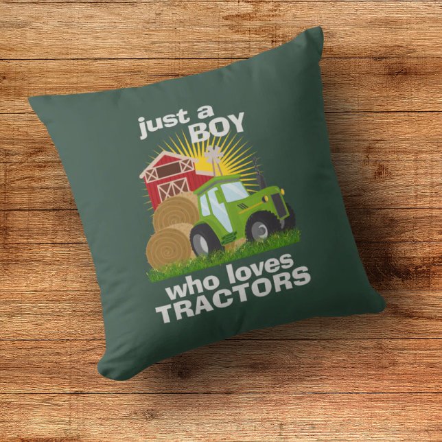 Gewoon een jongen die van tractoren houdt 🚜 Boerd Kussen (Just A Boy Who Loves Tractors Farm Birthday Boy Throw Pillow)