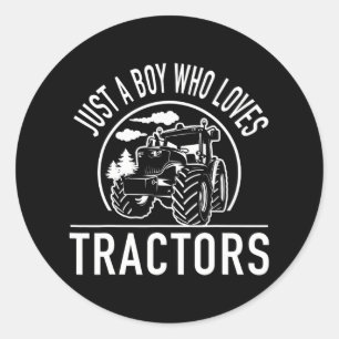 Gewoon een jongen die van tractoren houdt, Funny T Ronde Sticker