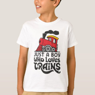 Gewoon een jongen die van treinen en klassieke loc t-shirt