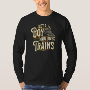 Gewoon een jongen die van treinen houdt hobby stoo t-shirt
