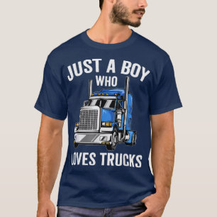 Gewoon een jongen die van Trucks Kinder Semi Truck T-shirt