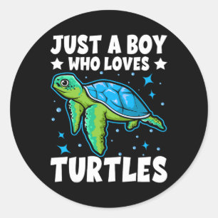 Gewoon een jongen die van Turtles Lover houdt, gee Ronde Sticker