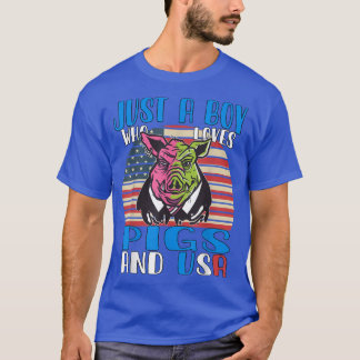 Gewoon een jongen die van varkens en Usa3411 houdt T-shirt