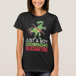 Gewoon een jongen die van Velociraptors Paleontolo T-shirt