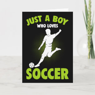Gewoon een jongen die van voetbalspeler kinderen j kaart
