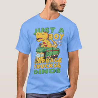 Gewoon een jongen die van vuilniswagens en dinosau t-shirt