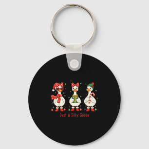 Gewoon Een Joviale Gans Kerstman Cute Boog Kerstma Sleutelhanger