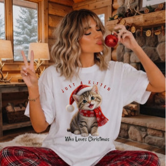 Gewoon een katje dat van Kerstmis houdt Tri-Blend Shirt
