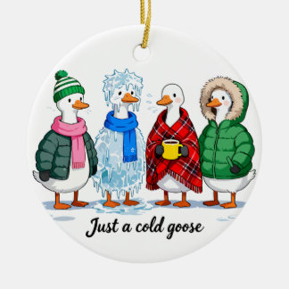 Gewoon Een Koude Gans Winter Grappige Bevroren Gan Keramisch Ornament