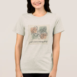 Gewoon een mama die planten kweekt Minimalistische Tri-Blend Shirt