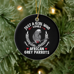 Gewoon een meisje dat Afrikaanse grijze papegaaien Keramisch Ornament