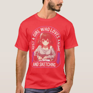 Gewoon een meisje dat anime en het schetsen van an t-shirt