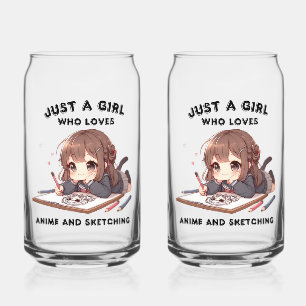 Gewoon Een Meisje Dat Anime En Schetsen Liefheeft Blikvorm Glas