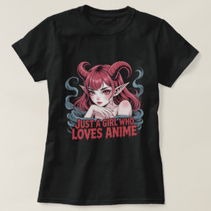 Gewoon Een Meisje Dat Anime Leuk Vindt Duivel Meis T-shirt
