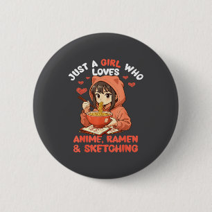 Gewoon Een Meisje Dat Anime Ramen En Schetsen Leuk Ronde Button 5,7 Cm