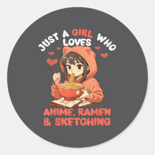 Gewoon Een Meisje Dat Anime Ramen En Schetsen Leuk Ronde Sticker