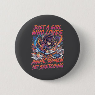 Gewoon Een Meisje Dat Anime Ramen En Schetsen Ma L Ronde Button 5,7 Cm