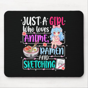 Gewoon een meisje dat anime-ramen schetsen Japan l Muismat