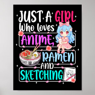 Gewoon Een Meisje Dat Anime Ramen Tekenen Japan Li Poster