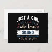 Gewoon een meisje dat dol is op Skiing Funny Gifts Briefkaart (Voorkant / Achterkant)
