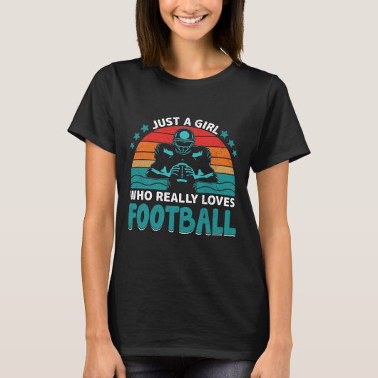 Gewoon een meisje dat echt van Amerikaans Football T-shirt (Voorkant)