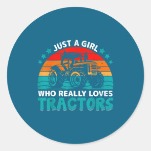 Gewoon een meisje dat echt van tractoren houdt, bo ronde sticker