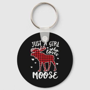 Gewoon Een Meisje Dat Elanden Buffalo Plaid Kerstm Sleutelhanger