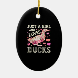 Gewoon een meisje dat gek is op Ducks Funny Duck S Keramisch Ornament