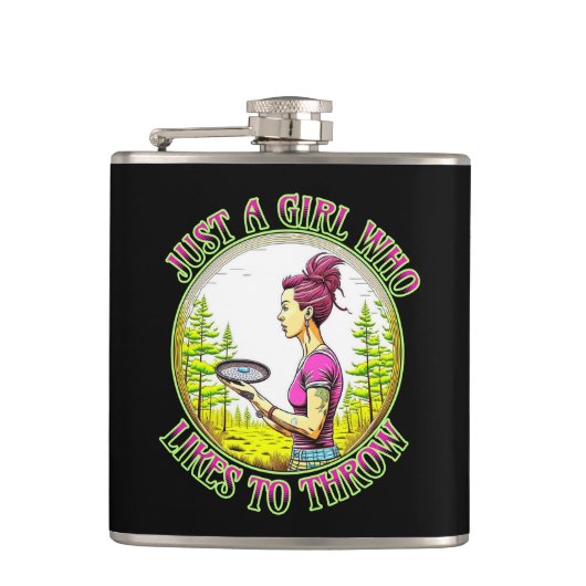 Gewoon een meisje dat graag gooit | Schijfgolf Heupfles (Voorkant)