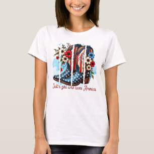 Gewoon een meisje dat houdt van Amerika laarzen T-shirt