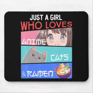 Gewoon een meisje dat houdt van Anime Cats Ramen L Muismat