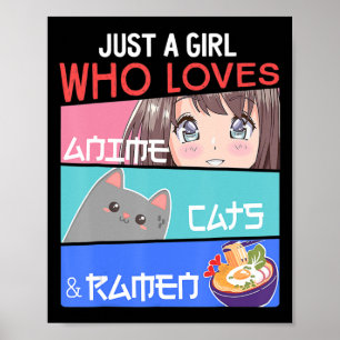 Gewoon een meisje dat houdt van Anime Cats Ramen L Poster