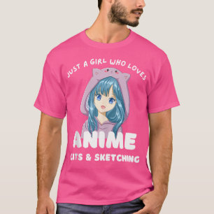 Gewoon een meisje dat houdt van anime katten en sc t-shirt