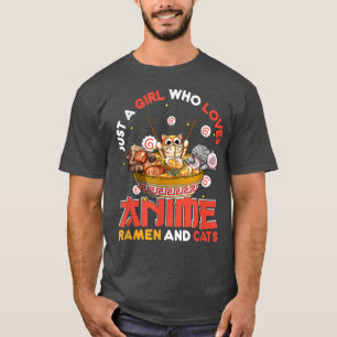 Gewoon een meisje dat houdt van Anime Ramen en Kat T-shirt