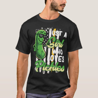 Gewoon een meisje dat houdt van augurken grappig a t-shirt