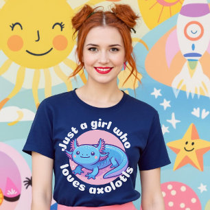 Gewoon een meisje dat houdt van Axolotls Blue Kawa T-shirt