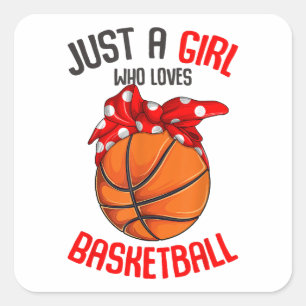 Gewoon een meisje dat houdt van basketbal meisje vierkante sticker