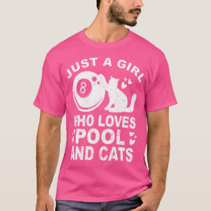 Gewoon een meisje dat houdt van biljart en katten t-shirt