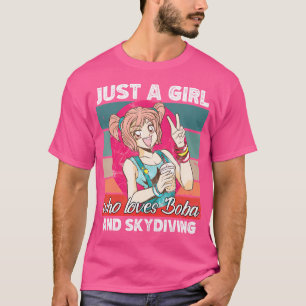 Gewoon een meisje dat houdt van boba en skydiving t-shirt