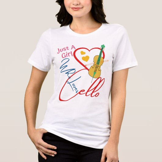 Gewoon een meisje dat houdt van cello, celloliefhe Tri-Blend shirt (Voorkant)
