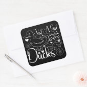 Gewoon een meisje dat houdt van eenden Schattigee  Vierkante Sticker (Envelop)