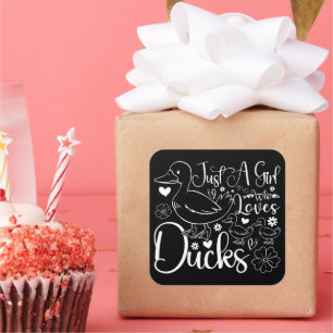 Gewoon een meisje dat houdt van eenden Schattigee  Vierkante Sticker